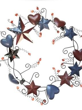 Patriotic USA Country Cottage Metal Wreath
